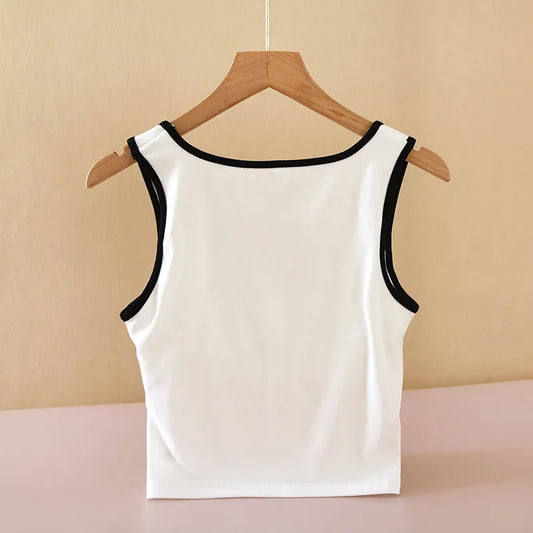 Contrast Trim Padded Crop Top Image 2