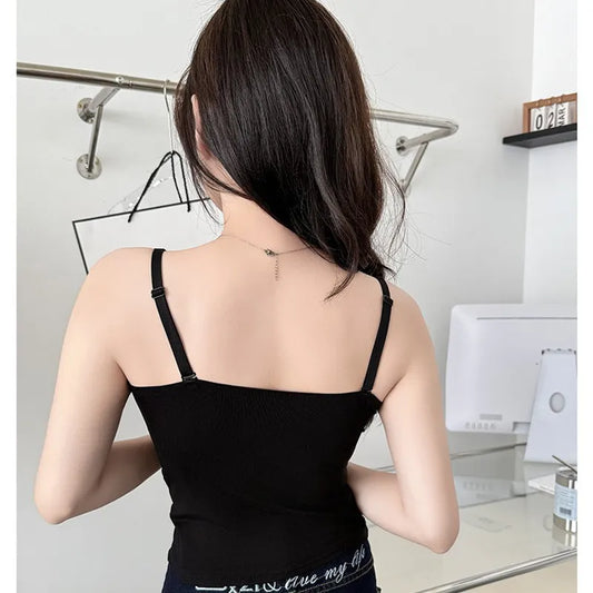 V-Neck Padded Crop Tank Image 2