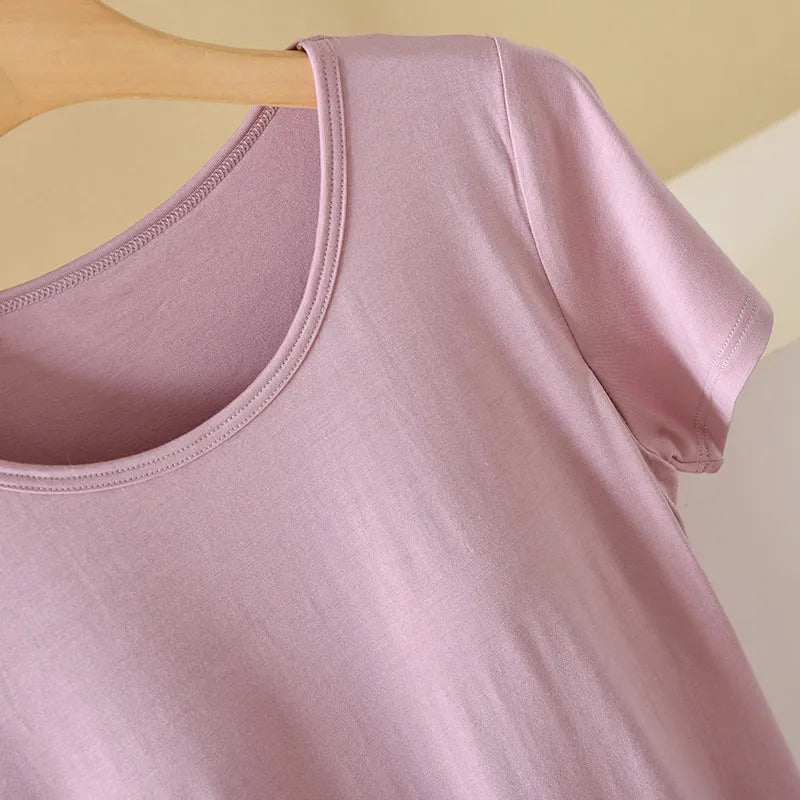 Light Pink Scoop Neck T-Shirt Image 10