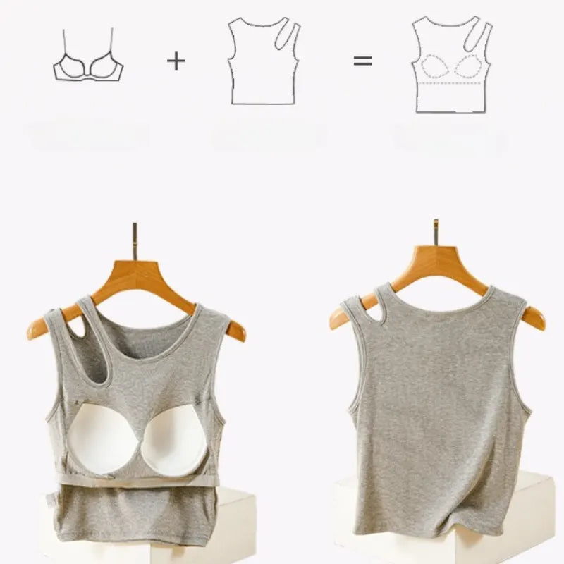 Cutout Shoulder Ribbed Tank