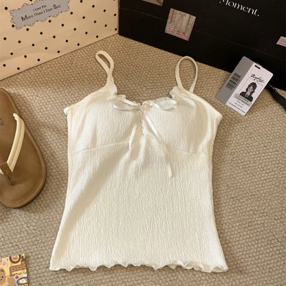 Ruffled Lace-Up Camisole