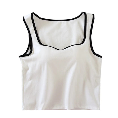 Contrast Trim Padded Crop Top