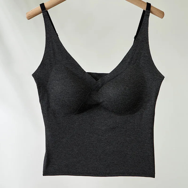 V-Neck Padded Crop Tank