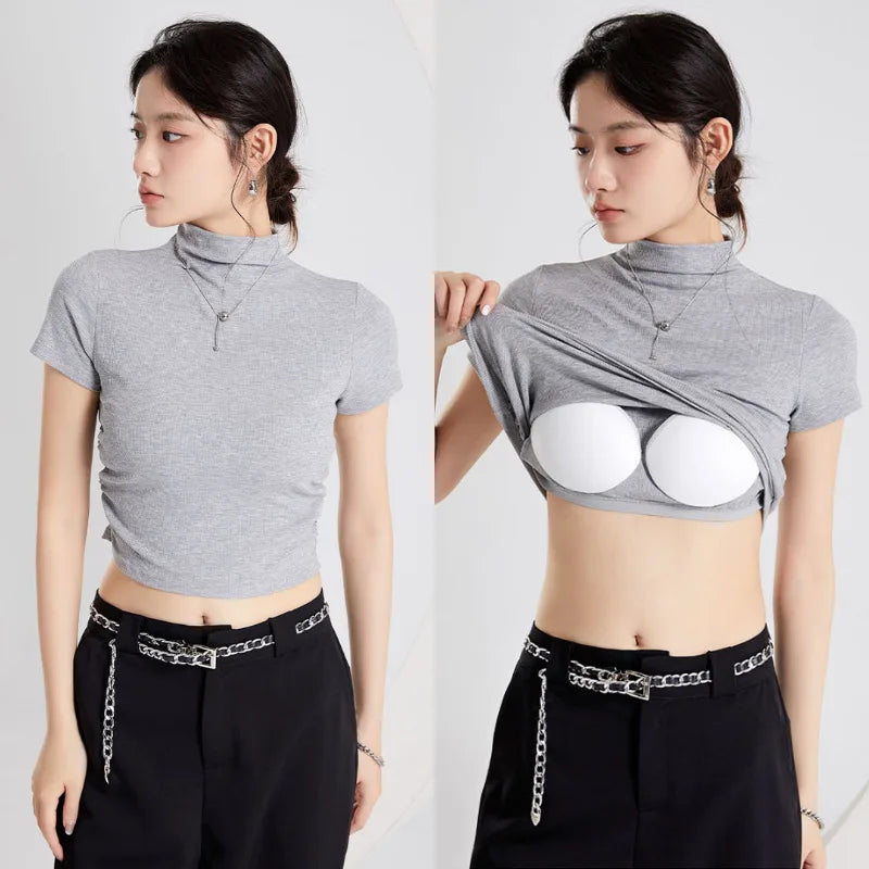 High Neck Fitted Crop Top