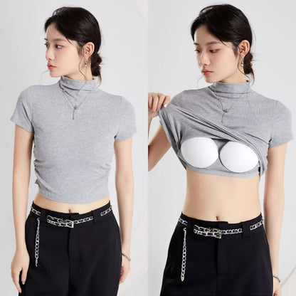 High Neck Fitted Crop Top
