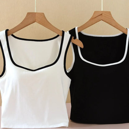 Contrast Trim Padded Crop Top