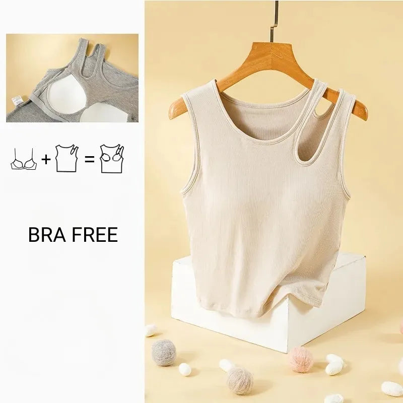 Cutout Shoulder Ribbed Tank Image 1