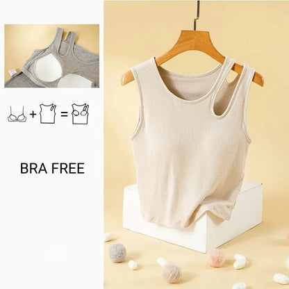 Cutout Shoulder Ribbed Tank Image 1