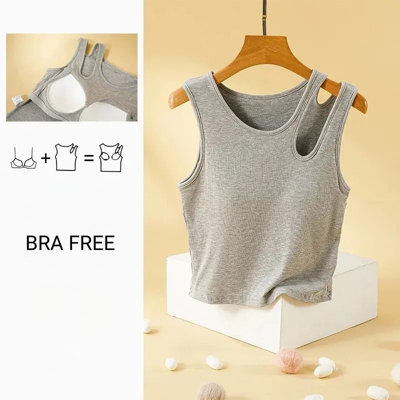 Cutout Shoulder Ribbed Tank Image 3