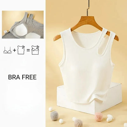 Cutout Shoulder Ribbed Tank Image 4