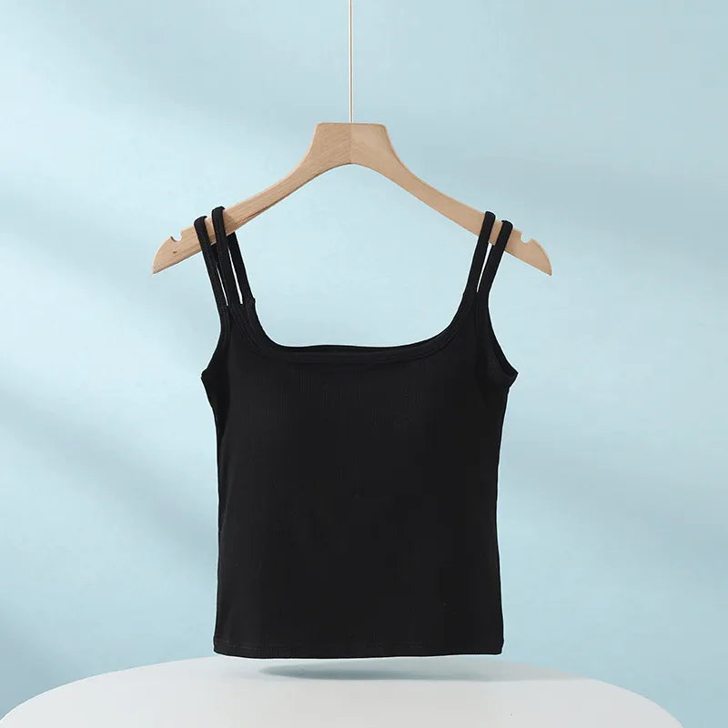 Double Strap Ribbed Crop Top Image 4