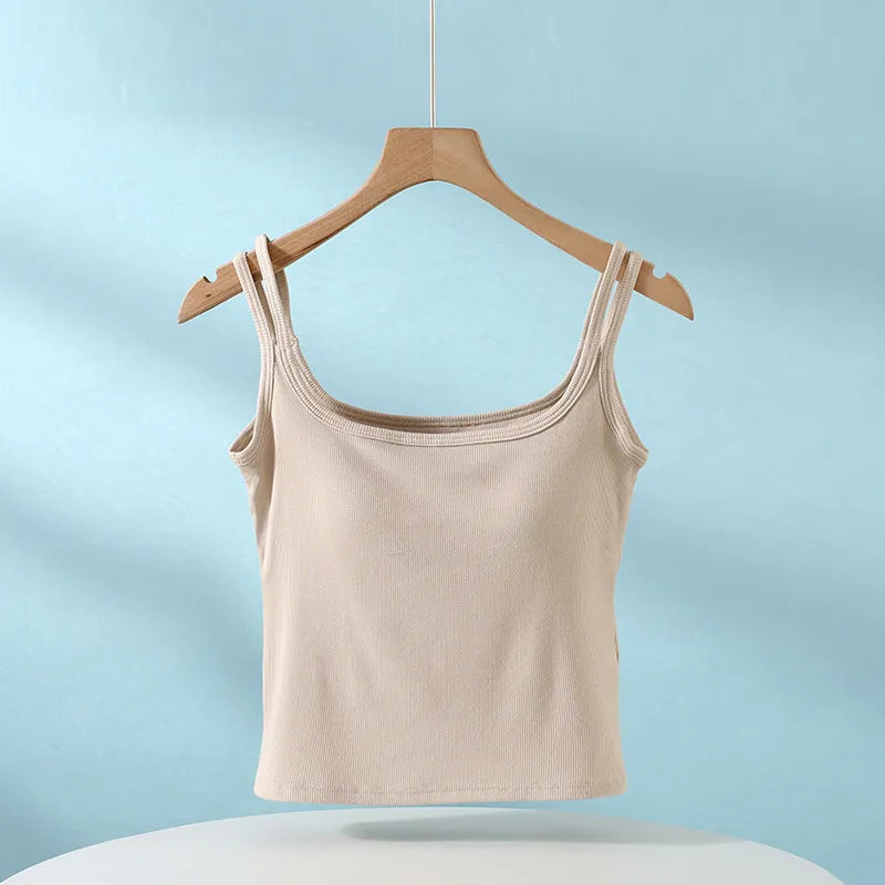 Double Strap Ribbed Crop Top Image 1