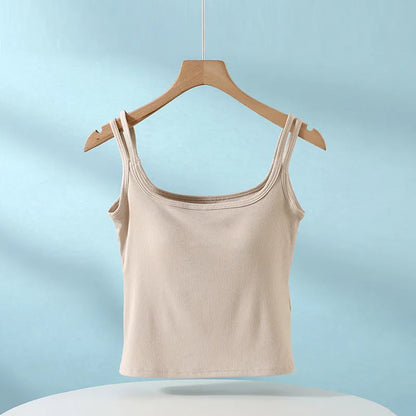 Double Strap Ribbed Crop Top Image 1