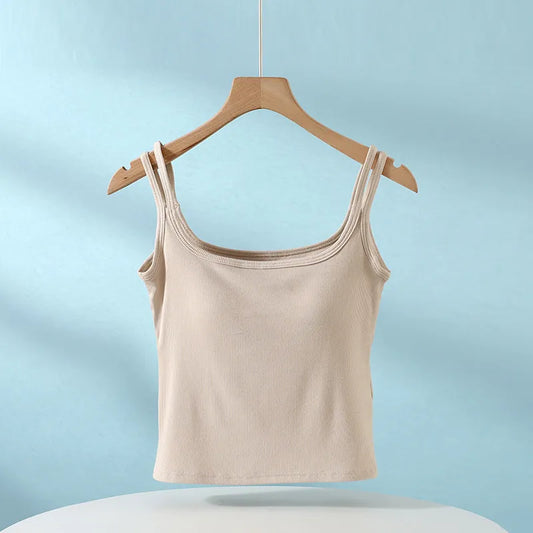 Double Strap Ribbed Crop Top Image 1
