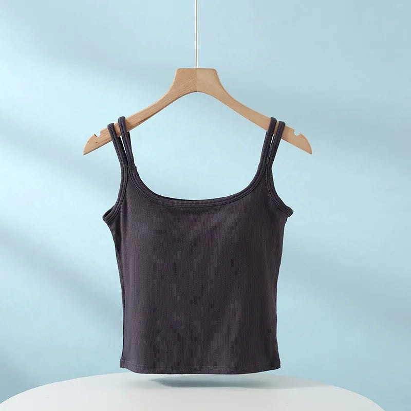 Double Strap Ribbed Crop Top Image 9