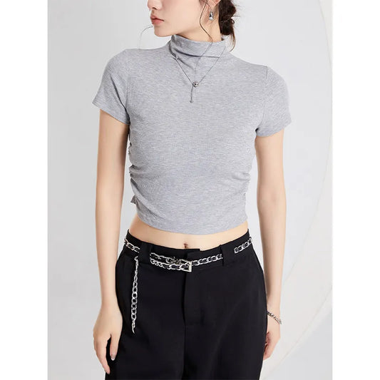 High Neck Fitted Crop Top Image 1