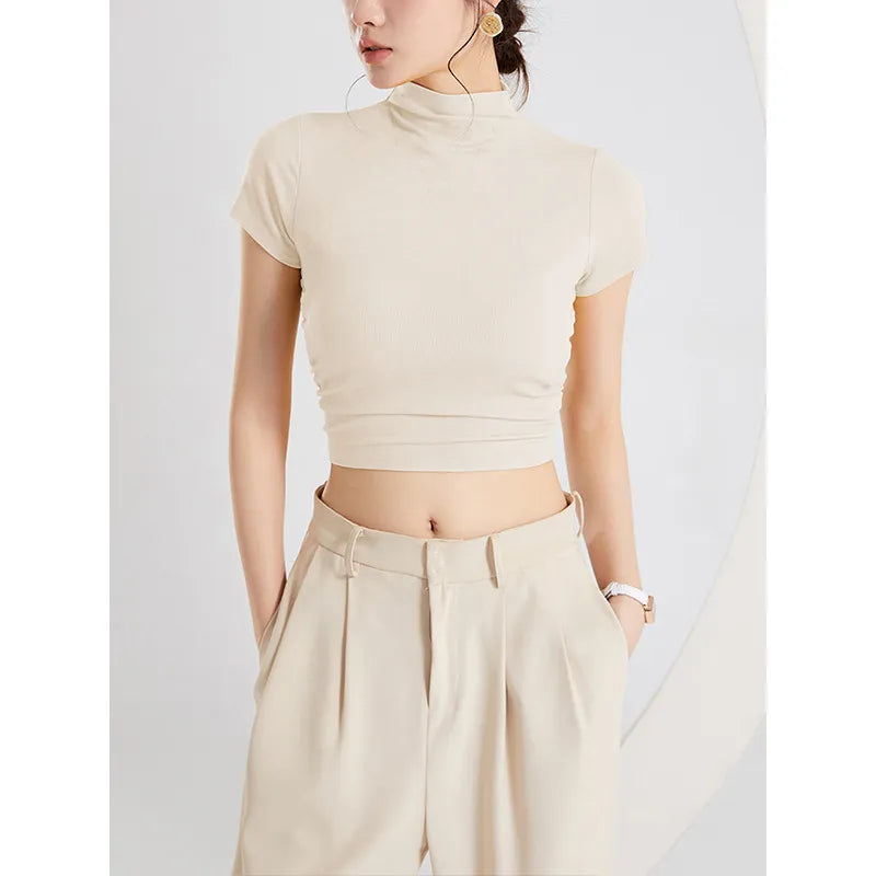 High Neck Fitted Crop Top Image 3
