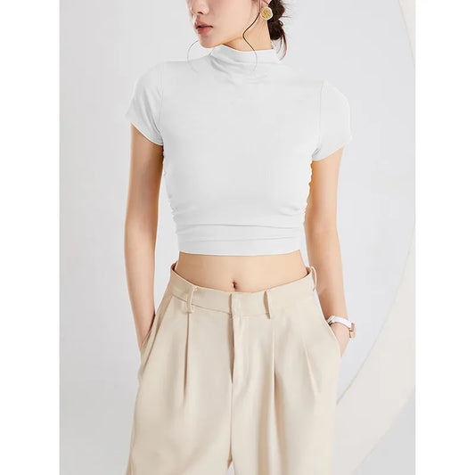 High Neck Fitted Crop Top Image 2