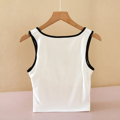 Contrast Trim Padded Crop Top Image 2