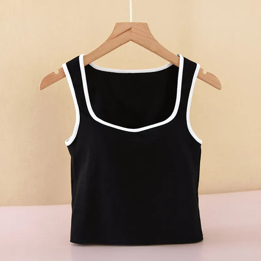 Contrast Trim Padded Crop Top Image 1