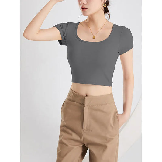 Scoop Neck Cropped T-Shirt Image 2