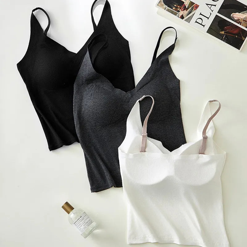 V-Neck Padded Crop Tank Image 4