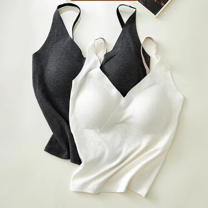 V-Neck Padded Crop Tank Image 3