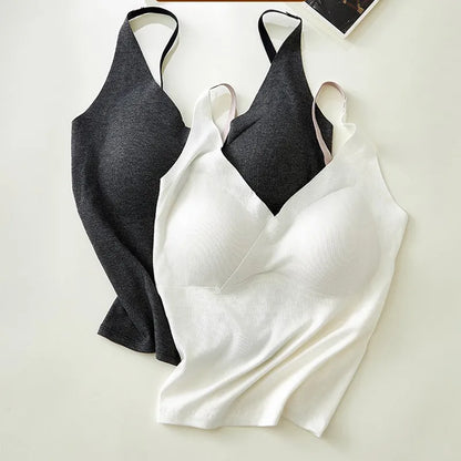 V-Neck Padded Crop Tank Image 3