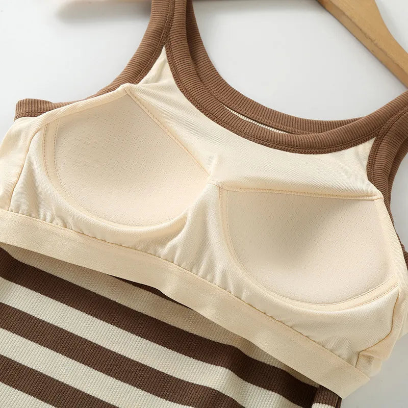 Striped Contrast Tank Dress Image 4