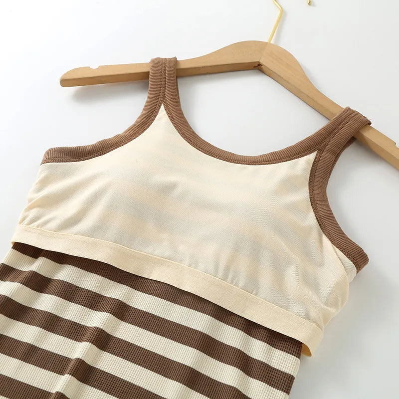 Striped Contrast Tank Dress Image 8