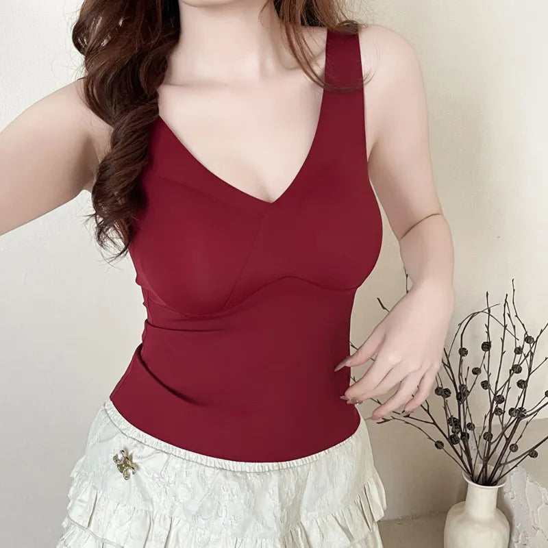 Slim-Fit V-Neck Sleeveless Top Image 3