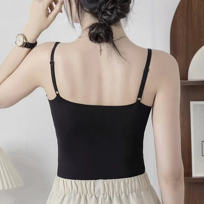 White V-Neck Padded Cami Top Image 1