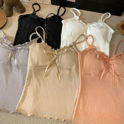 Ruffled Lace-Up Camisole Image 1