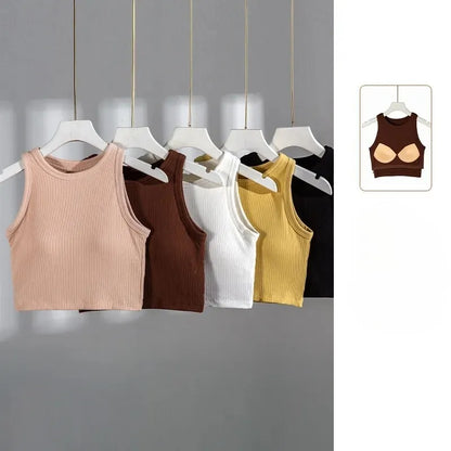 Ribbed High Neck Crop Top Image 3