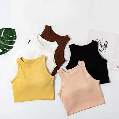 Ribbed High Neck Crop Top Image 2