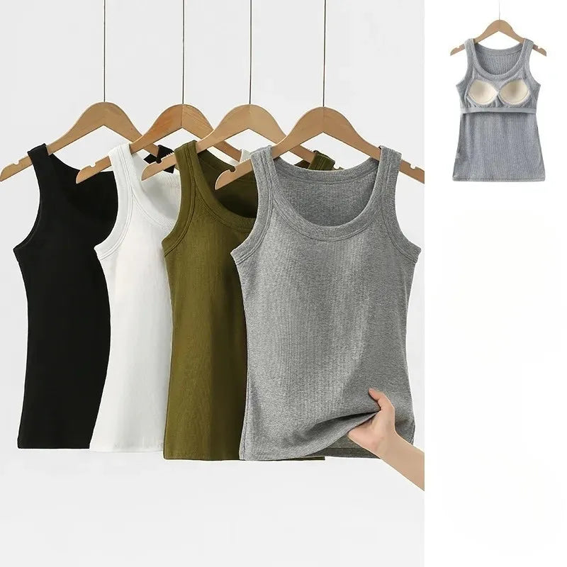 Basic Ribbed Tank Top with Built-In Bra Image 8