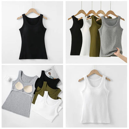 Basic Ribbed Tank Top with Built-In Bra Image 4