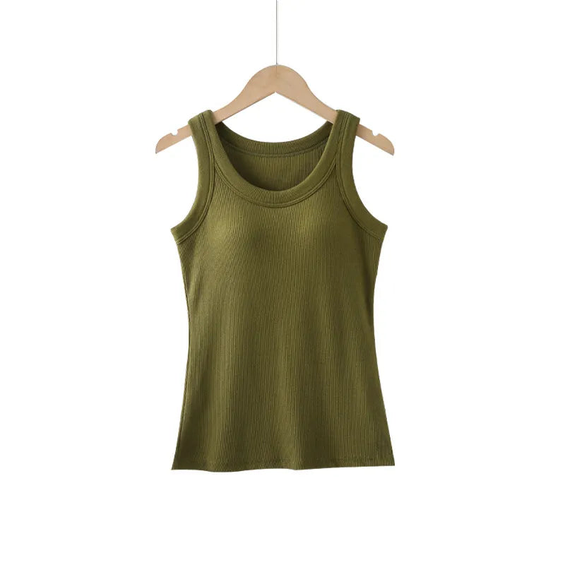 Basic Ribbed Tank Top with Built-In Bra Image 3