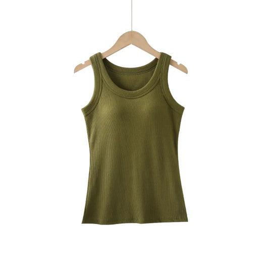 Basic Ribbed Tank Top with Built-In Bra Image 3