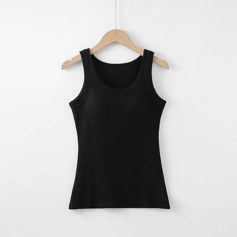 Basic Ribbed Tank Top with Built-In Bra Image 1