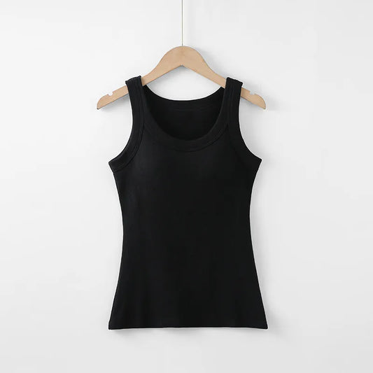 Basic Ribbed Tank Top with Built-In Bra Image 1