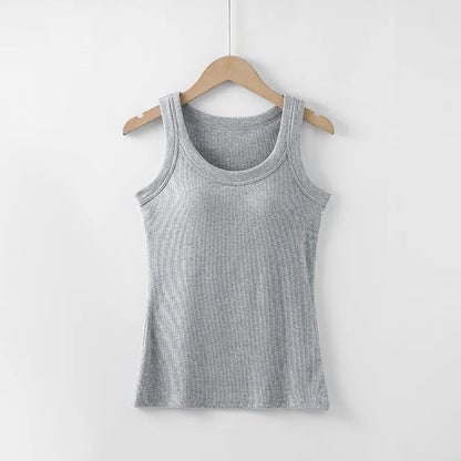 Basic Ribbed Tank Top with Built-In Bra Image 6