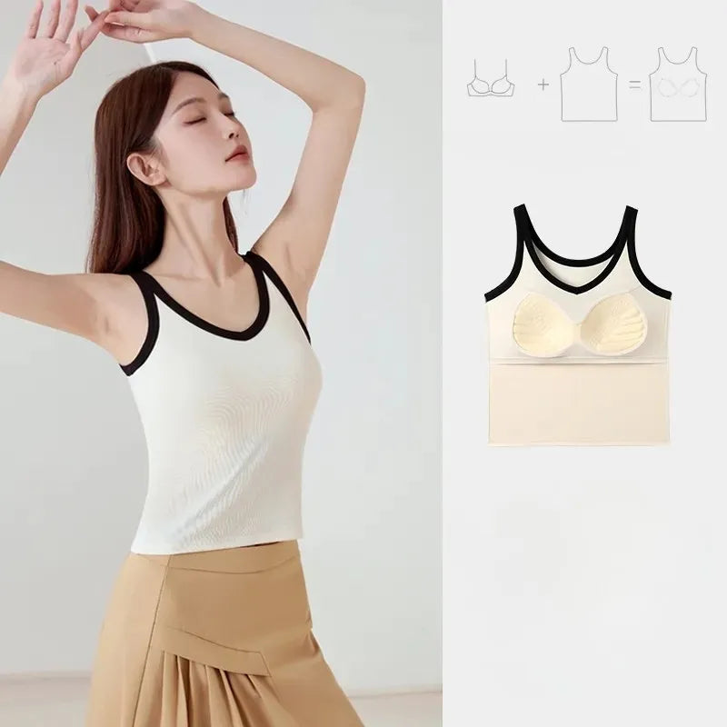 Contrast Trim V-Neck Tank Top Image 4