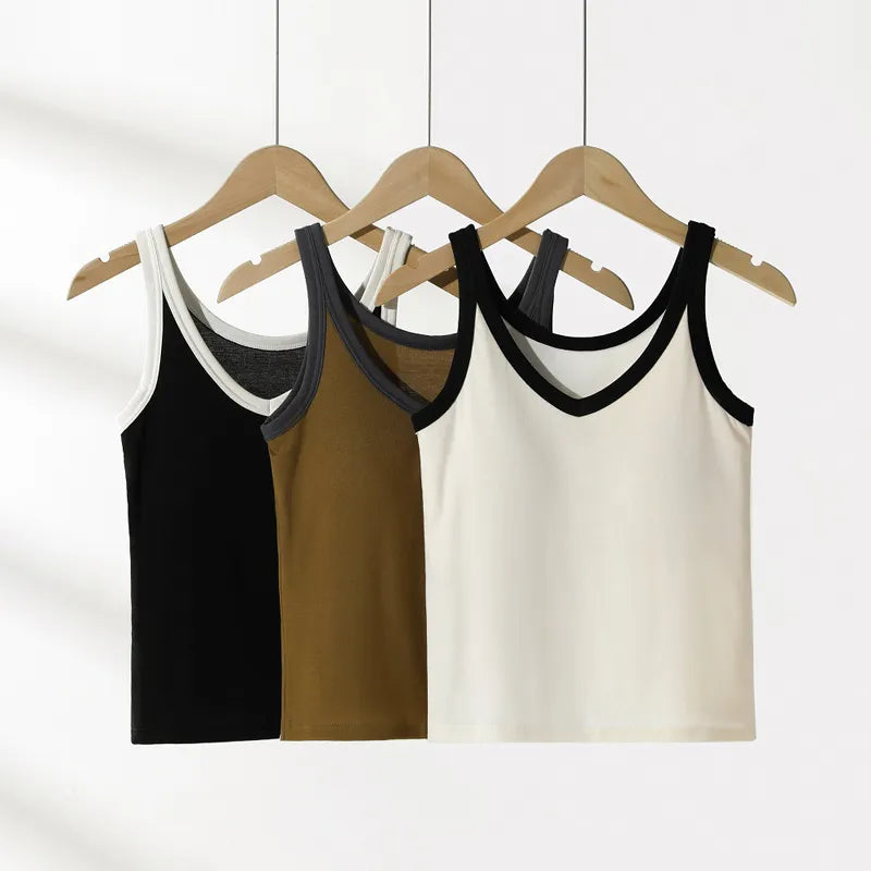 Contrast Trim V-Neck Tank Top Image 5