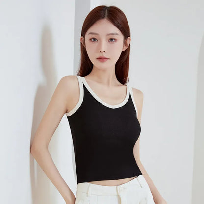 Contrast Trim V-Neck Tank Top Image 6