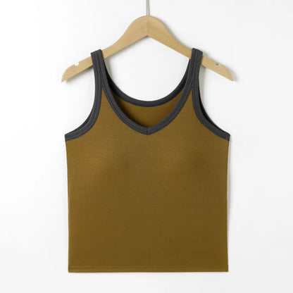Contrast Trim V-Neck Tank Top Image 1