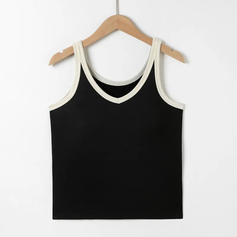 Contrast Trim V-Neck Tank Top Image 2