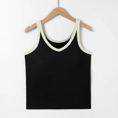 Contrast Trim V-Neck Tank Top Image 2
