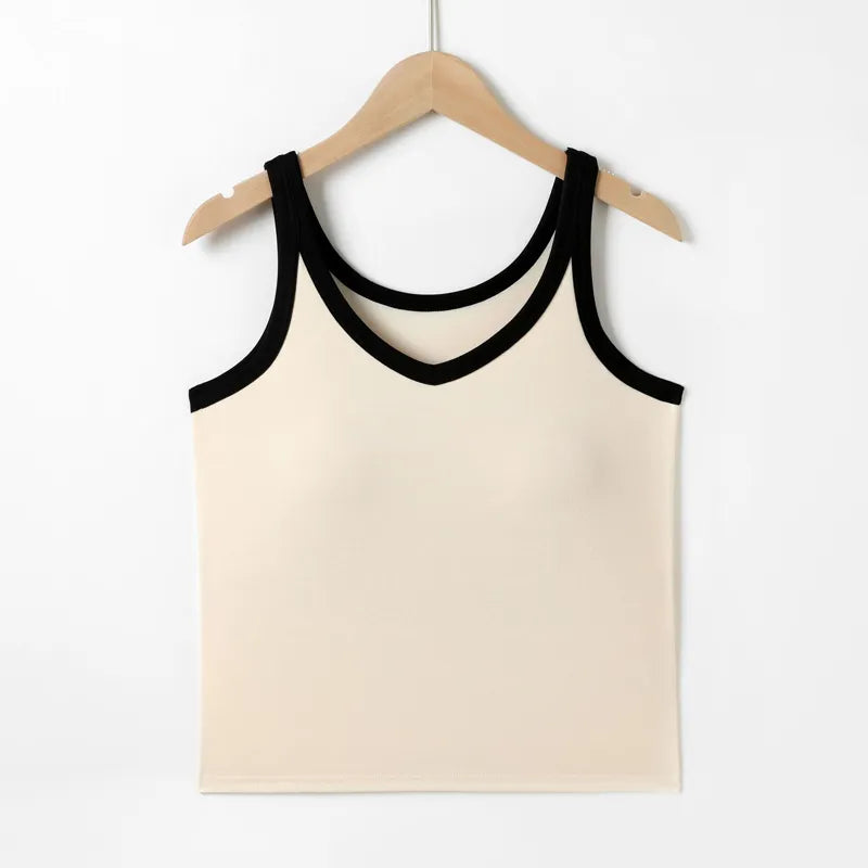 Contrast Trim V-Neck Tank Top Image 3