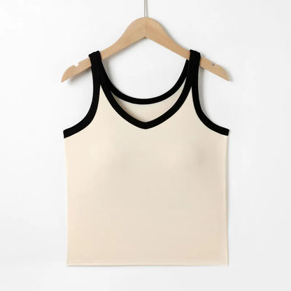 Contrast Trim V-Neck Tank Top Image 3